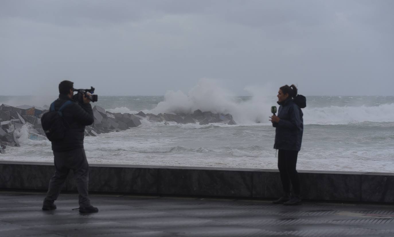 El viento ha provocado numerosos daños materiales en Gipuzkoa, especialmente en Donostia, con árboles y andamios caídos por toda la ciudad.