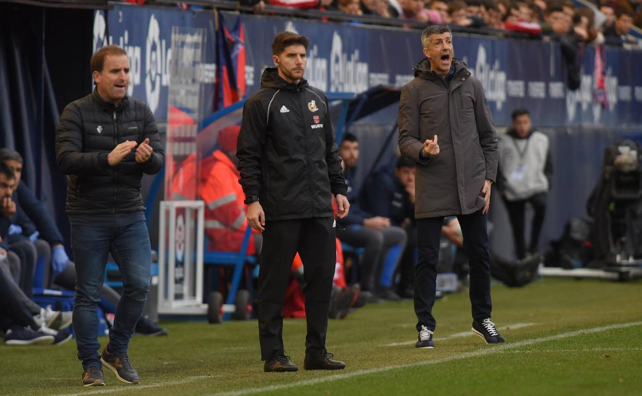 Jagoba Arrasate e Imanol Alguacil en la banda de El Sadar. 