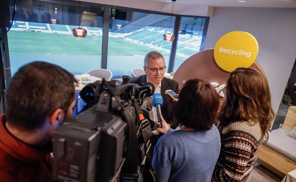 El diputado de Medio Ambiente de Gipuzkoa, José Ignacio Asensio, durante la presentación del plan estratégico 'GK Recyclin'. 