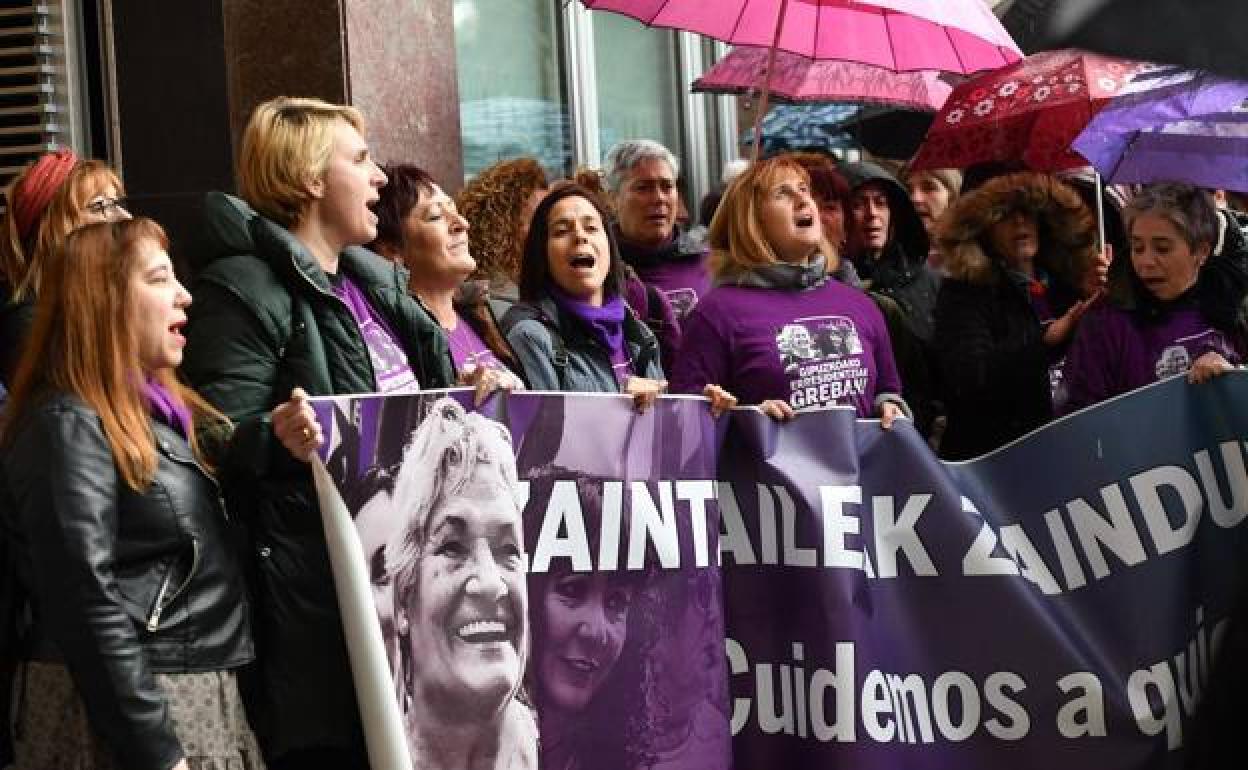 Una protesta de trabajadoras. 