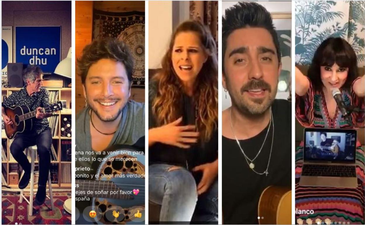 Álex Ubago, Pastora Soler, Mikel Erentxun, Amaral y Manuel Carrasco, en las actuaciones desde sus casas. 