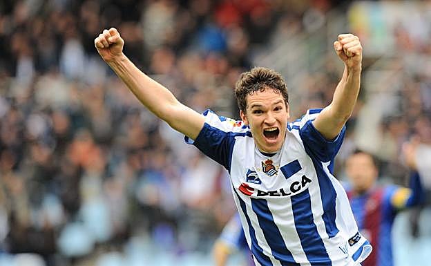 Jon Ansotegi celebra su gol. 