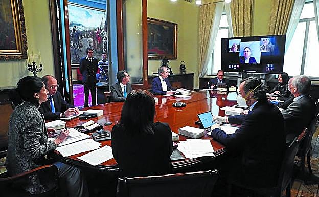 Imanol Landa (PNV) interviene de forma telemática en una Mesa del Senado reciente