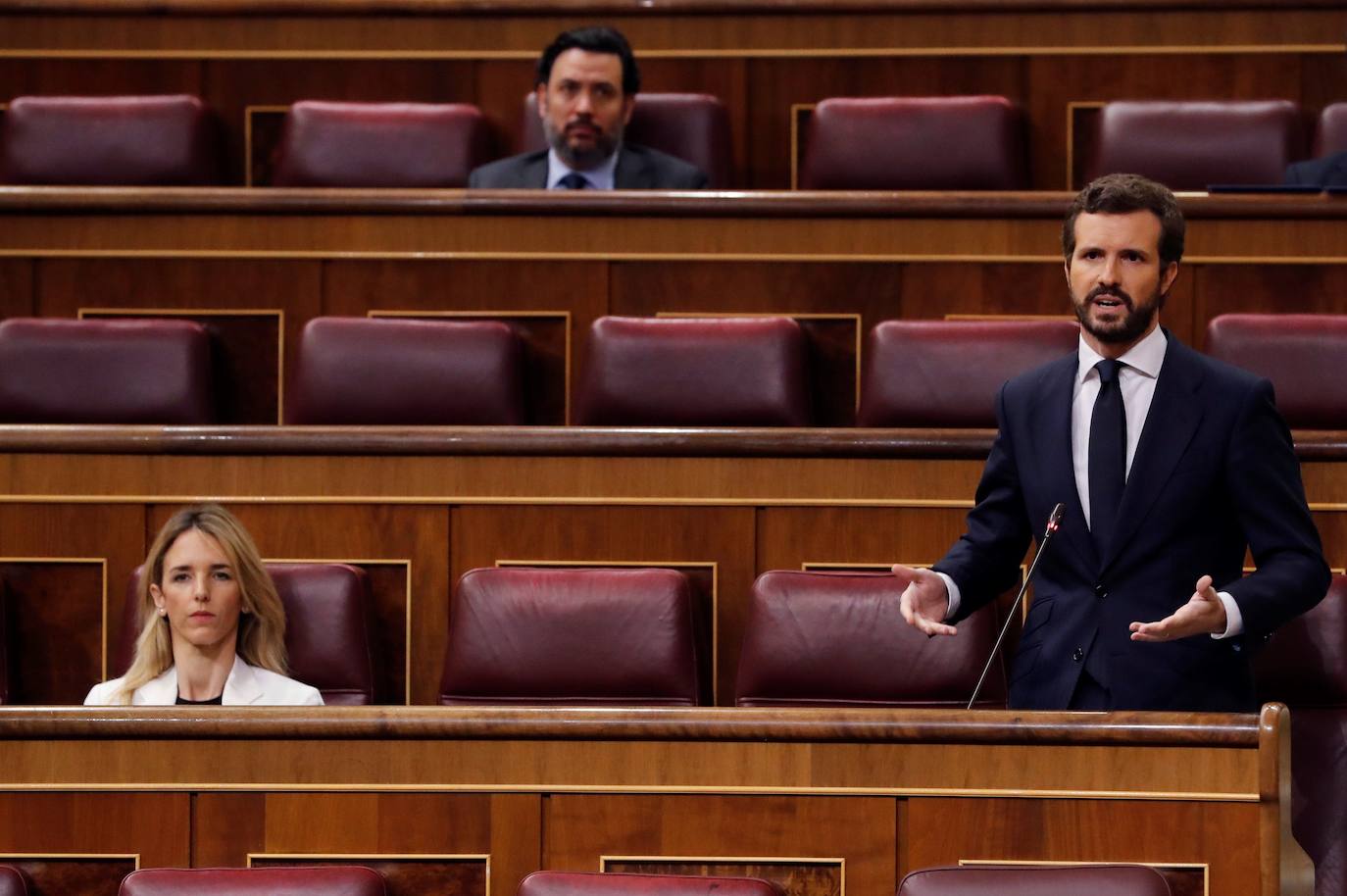 Casado interviene durante la sesión de control. 