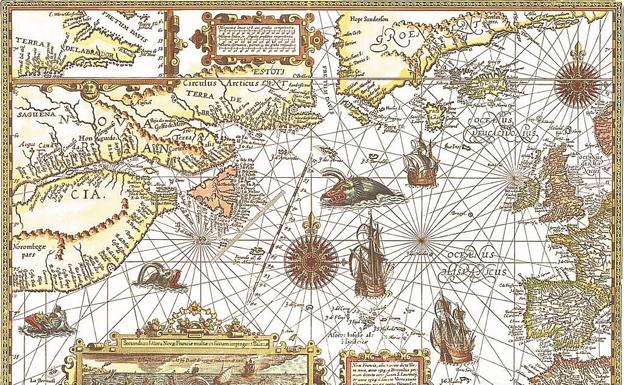 Este mapa del Atlántico Norte de 1592 fue clave para que la investigadora localizase los puertos balleneros vascos del siglo XVI en territorio americano.