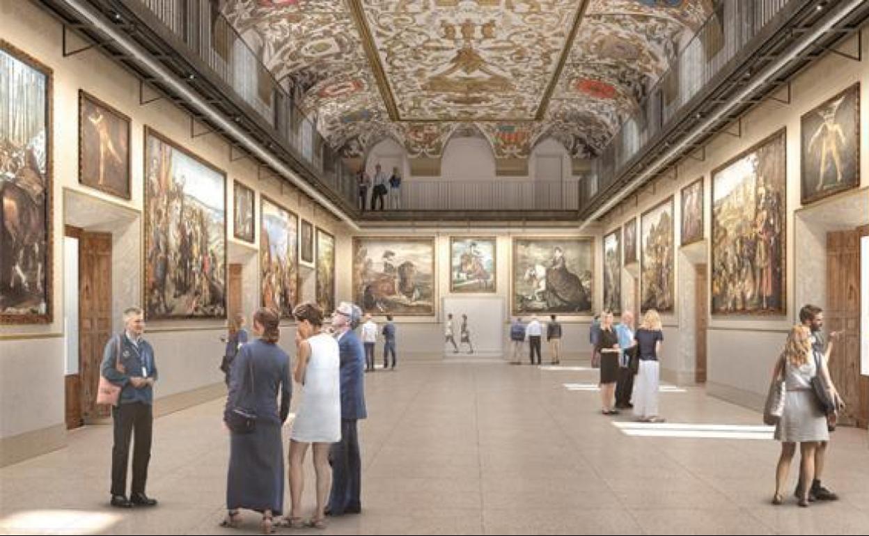 Recreación informática del Salón de Reinos del Prado a partir del proyecto presentado por el estudio de Norman Foster. 