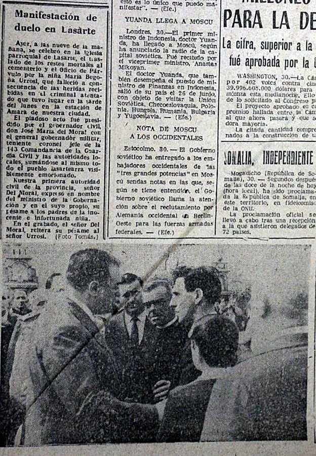 Portada del DV en la que se ve al padre de Begoña Urroz recibiendo condolencias tras la manifestación.