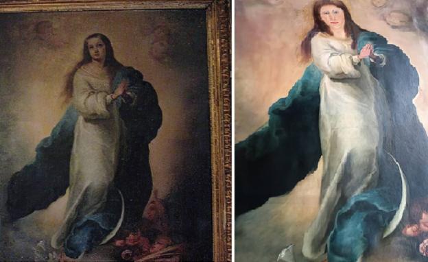 Un coleccionista de Valencia encarga la limpieza de una copia de la Inmaculada de Murillo y se la devuelven desfigurada «a lo Ecce Homo de Borja»