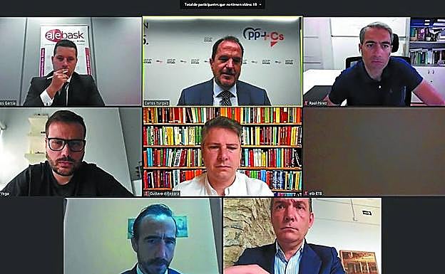 Reunión virtual. Iturgaiz aprovecha las mañanas para encuentros telemáticos con diferentes agentes. Esta vez, con Ajebask