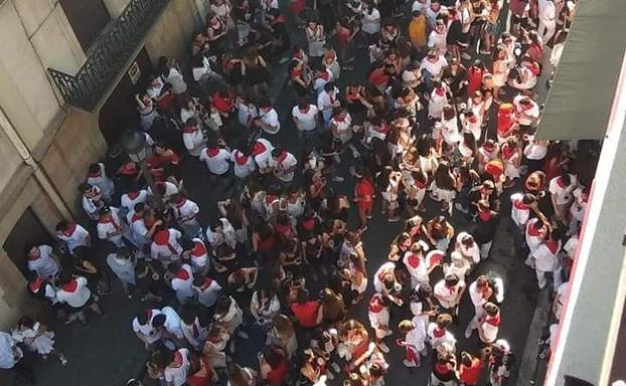 Vista de una calle de Irun durante los San Marciales de este año.