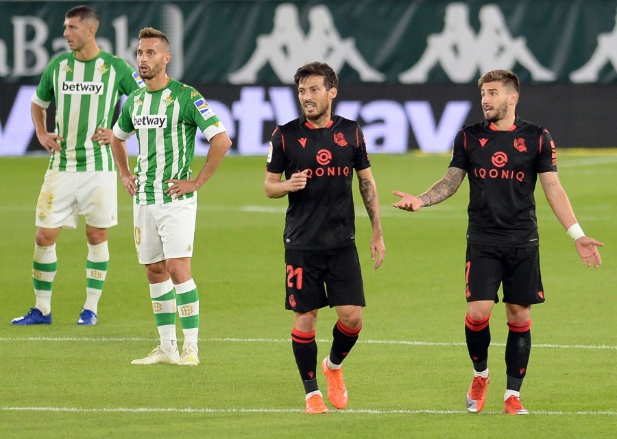 La Real se ha ido al descanso con ventaja en el marcador gracias al gol de Portu en el minuto 43