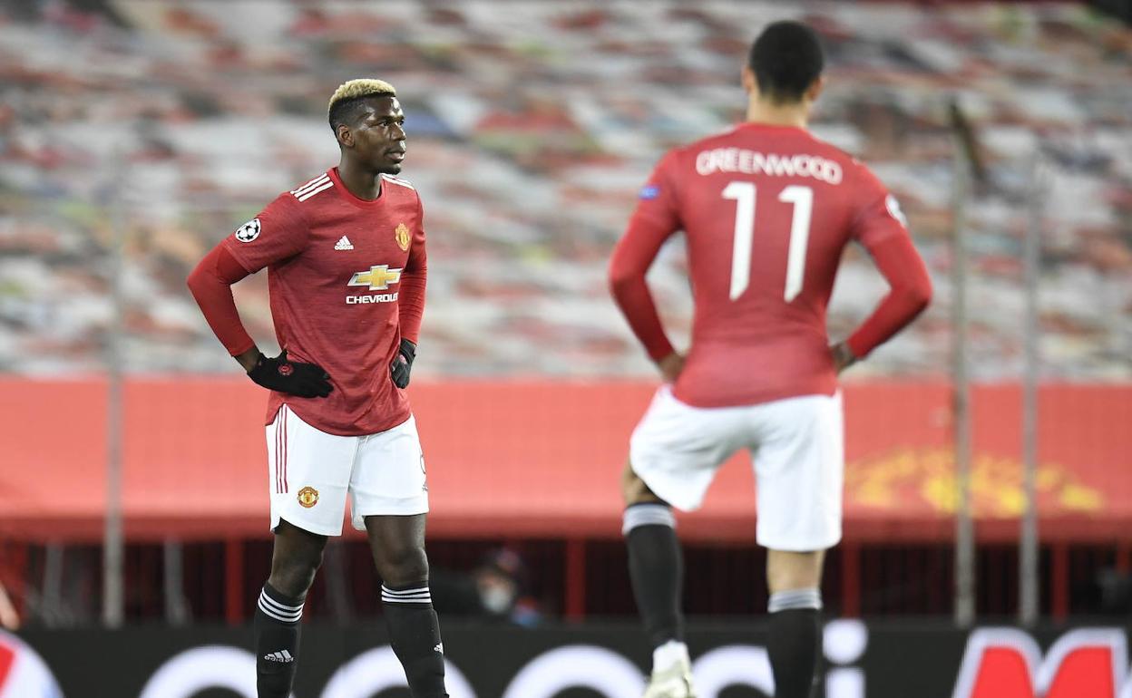 Pogba y Greenwood, durante un partido con el Manchester United.