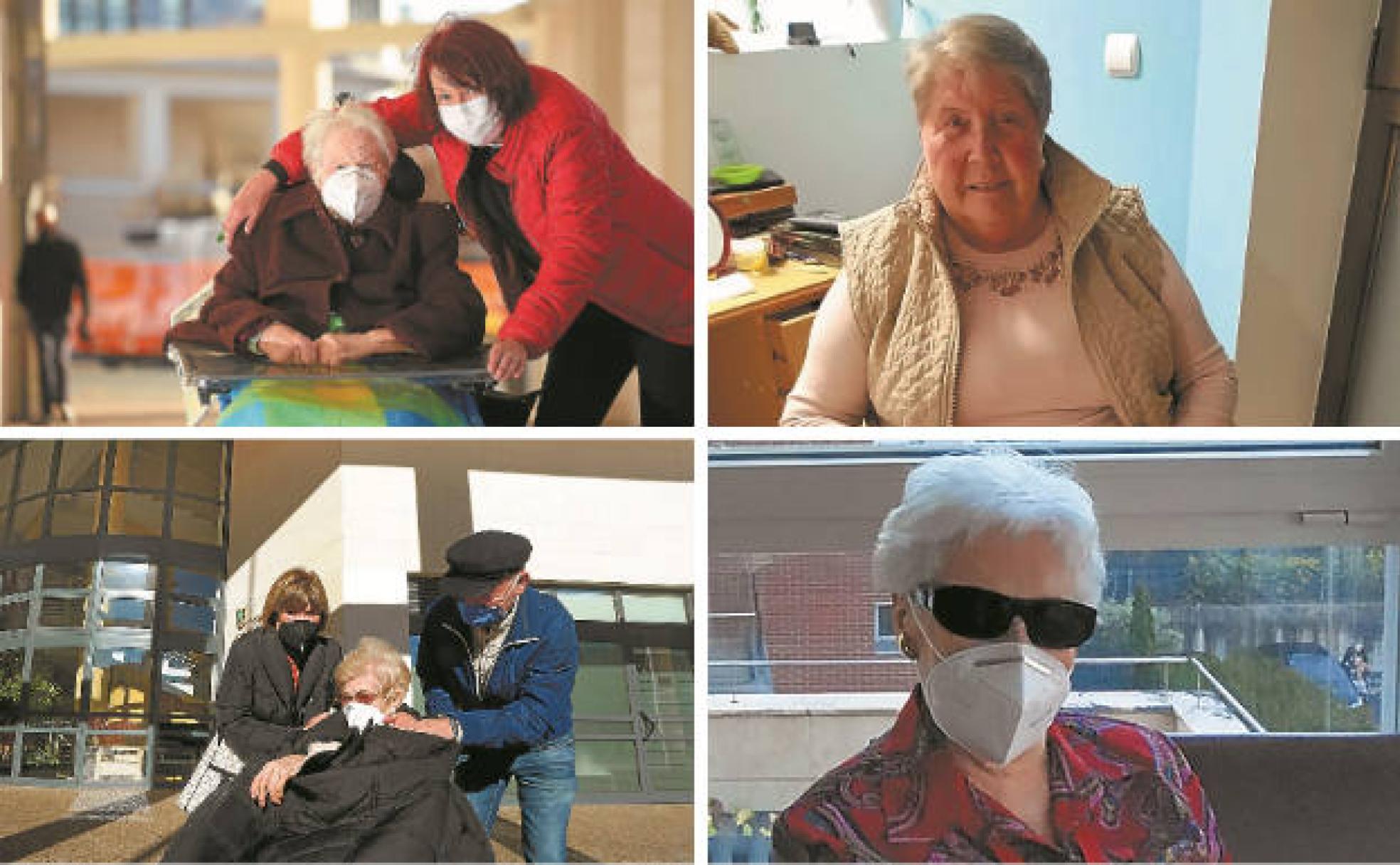 Marian Berasaluce no está del todo convencida de vacunar a su madre; Elena es usuaria del centro San Andrés de Eibar y para ella la vacuna supone un «alivio»; Beatriz y Antonio Rosales arropan a su madre para salir a pasear de Txara I y Amparo, residente en Lamourous, se muestra optimista por la vacuna.