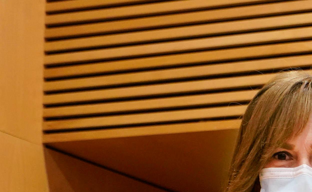 Uxue Barkos, el sábado en Pamplona en el congreso fundacional de Geroa Socialverdes. 