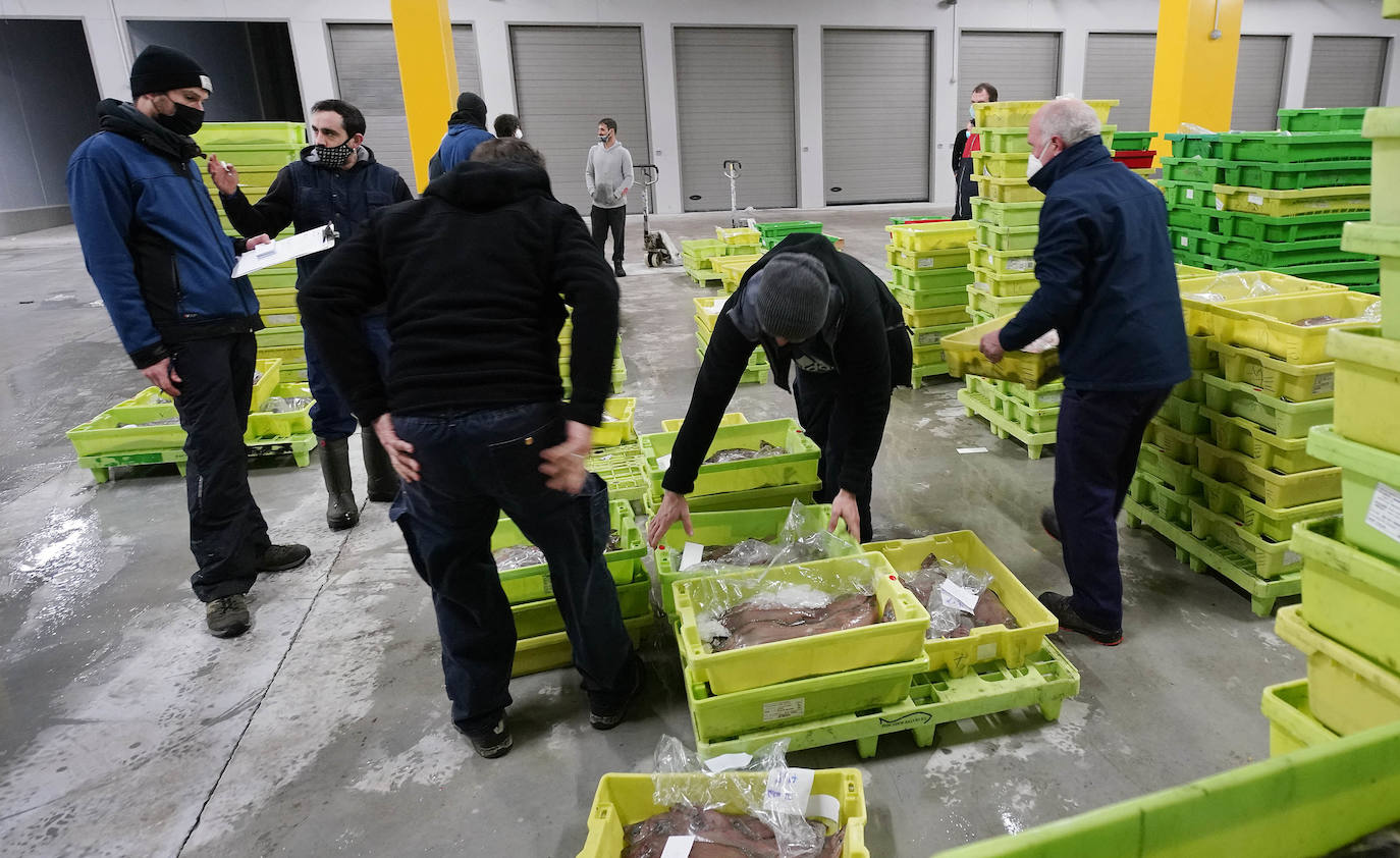 La lonja de Pasaia confirma que la Navidad será distinta, al detectarse en los encargos que las celebraciones van a ser de menos personas. Armadores, vendedores, mayoristas y minoristas trabajan estos días sin descanso para que ninguna familia o establecimiento hostelero se quede estas Navidades sin pescado fresco.