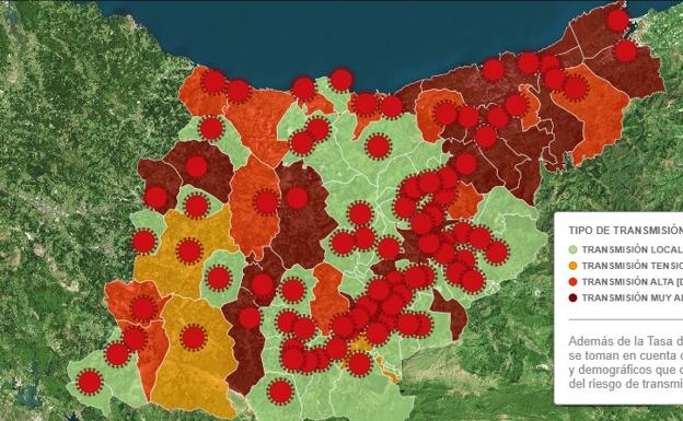 Gráfico. La incidencia acumulada en cada municipio de Gipuzkoa.