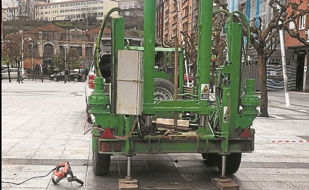 Una de las máquinas utilizadas ayer durante las catas. 