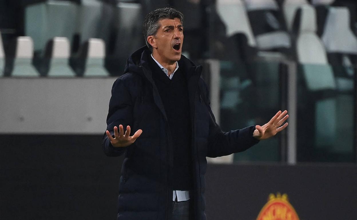 Imanol Alguacil durante el partido ante el Manchester United.