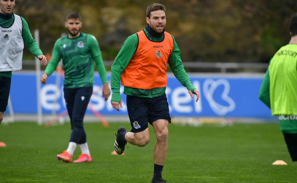 Illarramendi entrena en Zubieta a comienzos de febrero.