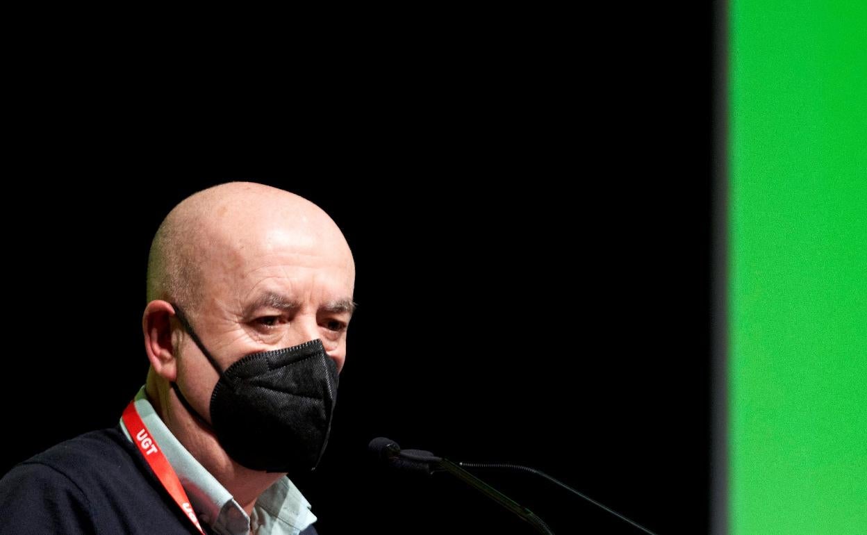 Raúl Arza tras ser reelegido secreteario general de UGT- Euskadi ayer.