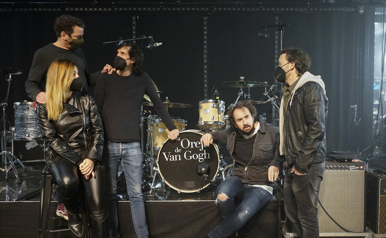 La Oreja de Van Gogh, durante el ensayo del miércoles en Bastero.