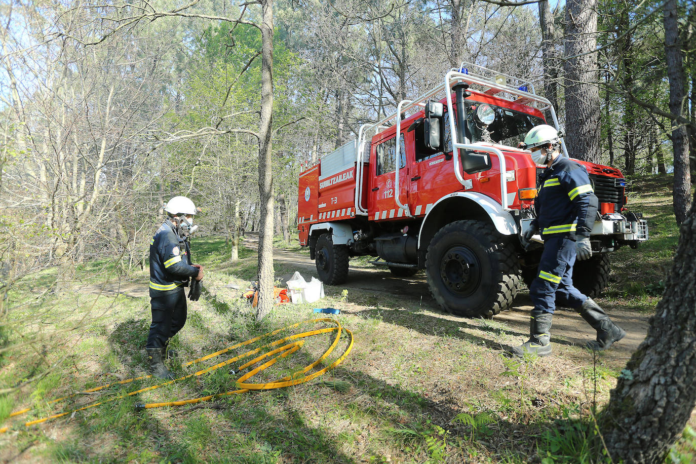 Fotos: Extinguido el incendio registrado esta madrugada en una zona forestal de Ulia