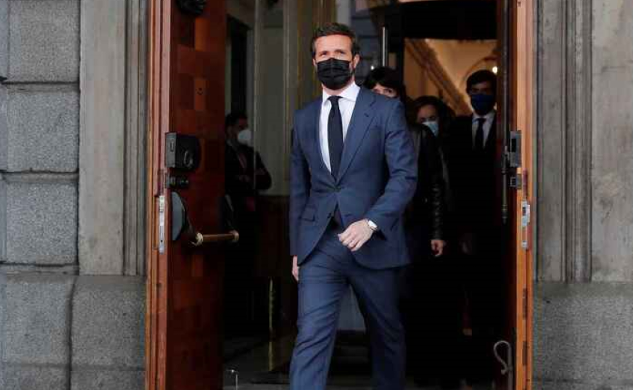 El líder del PP, Pablo Casado, este miércoles en el Congreso. 