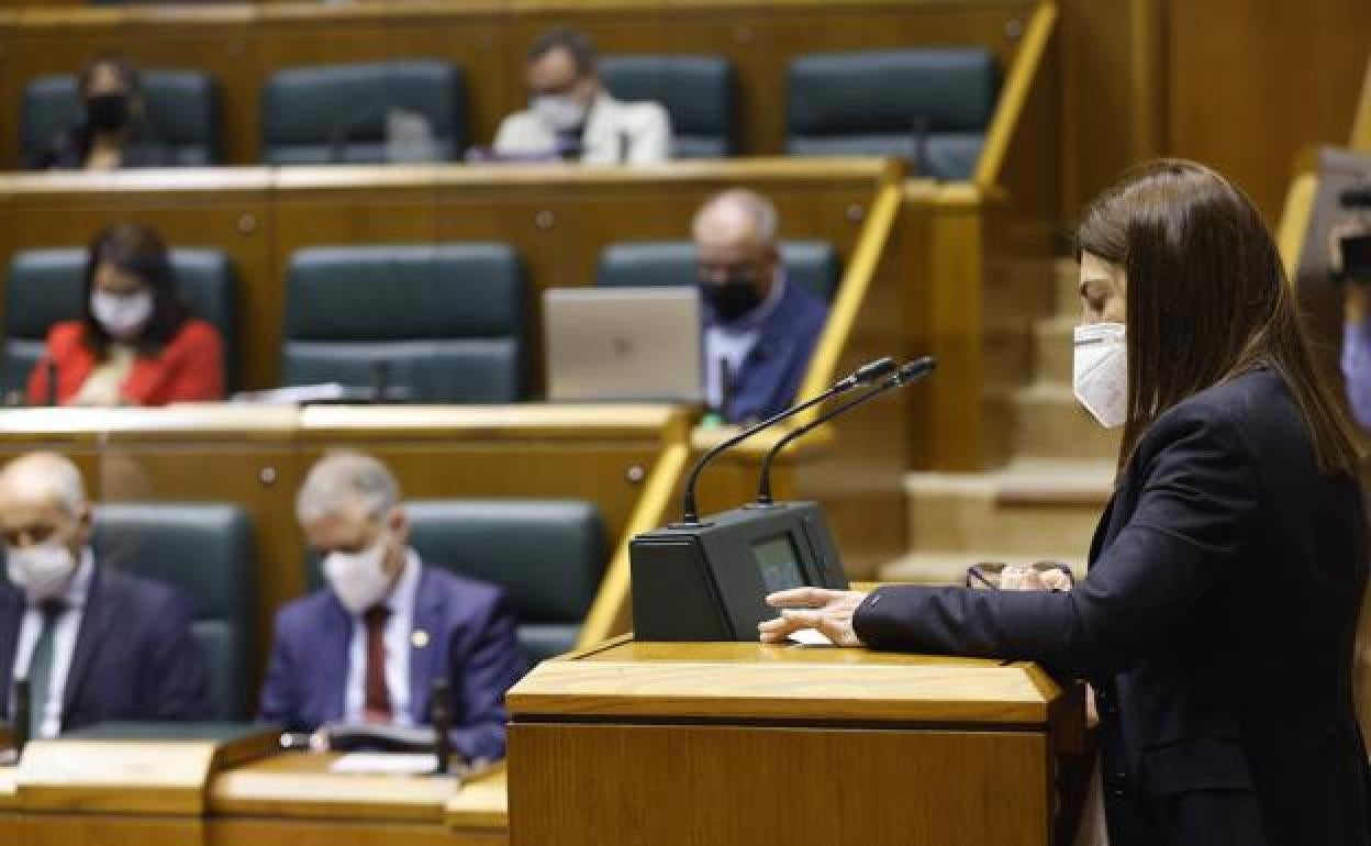 Miren Gorrotxategi, durante su turno en la votación de la 'ley antipandemia'.