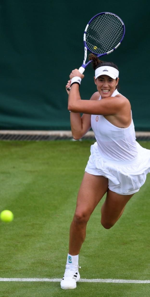 Garbiñe Muguruza, ayer. 