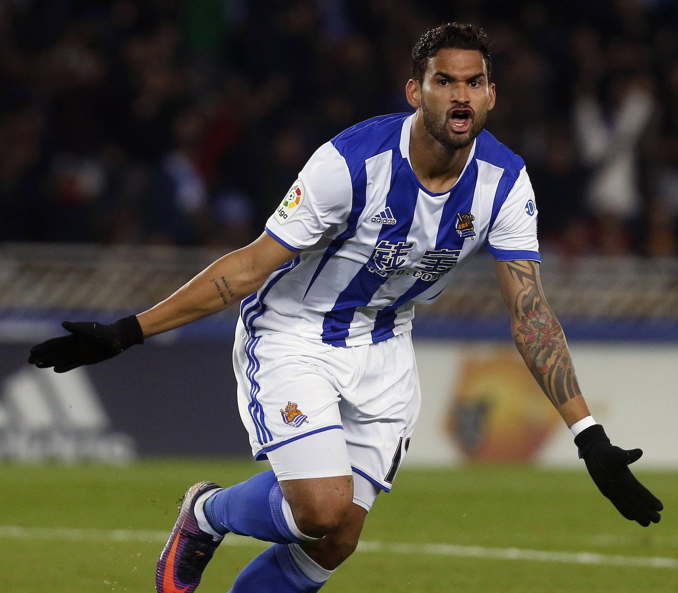 Willlian José celebra uno de los 62 goles que ha marcado con la camiseta de la Real Sociedad.