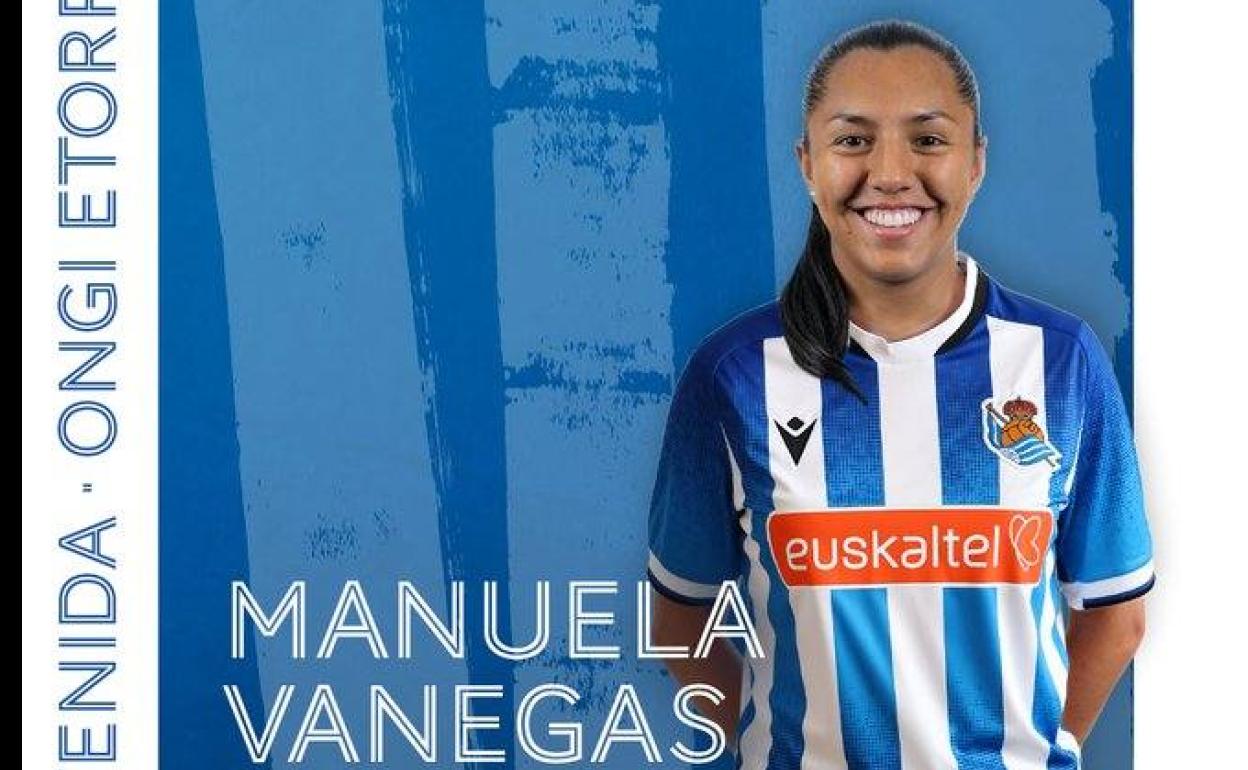 Manuela Vanegas, nueva jugadora de la Real Sociedad.