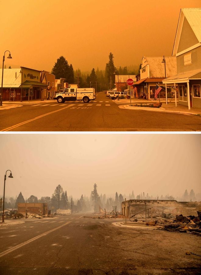 Fotos: Antes y después del incendio Dixie que asola California