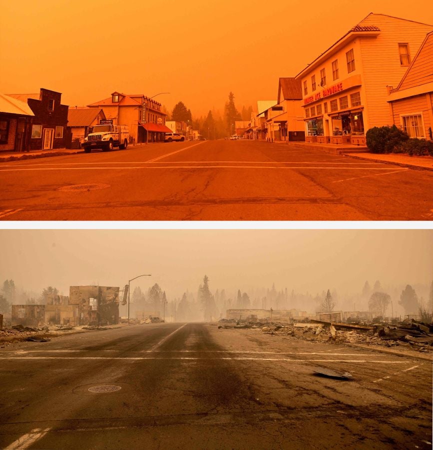 Fotos: Antes y después del incendio Dixie que asola California