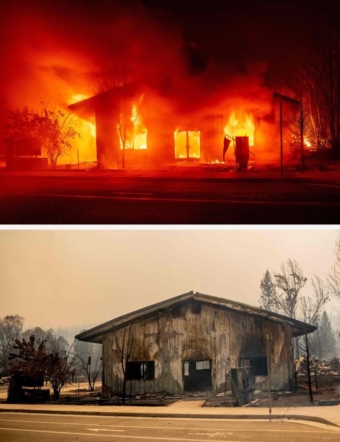 Fotos: Antes y después del incendio Dixie que asola California