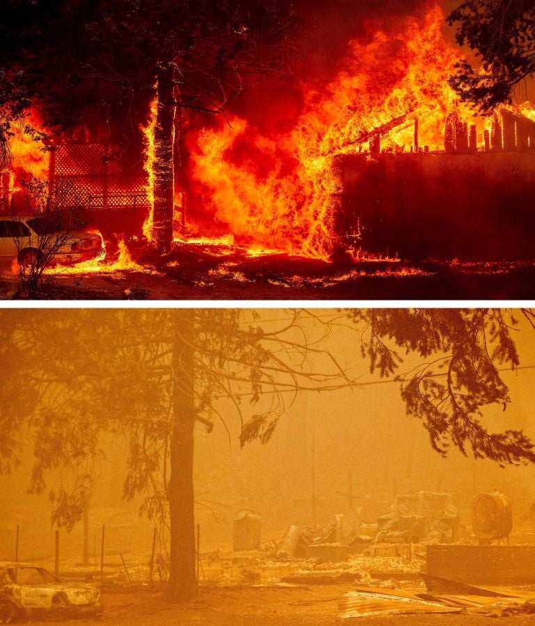 Fotos: Antes y después del incendio Dixie que asola California