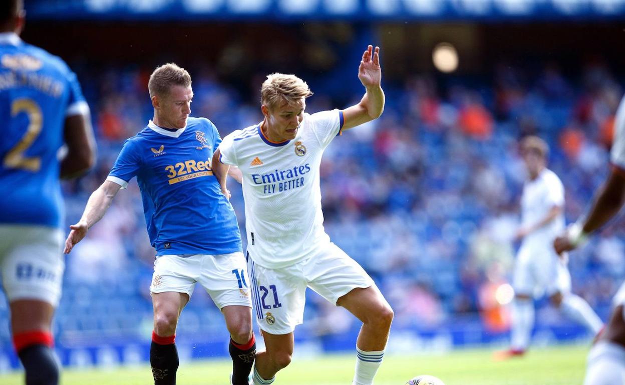 Odegaard, en el amistoso ante el Rangers de este verano. 