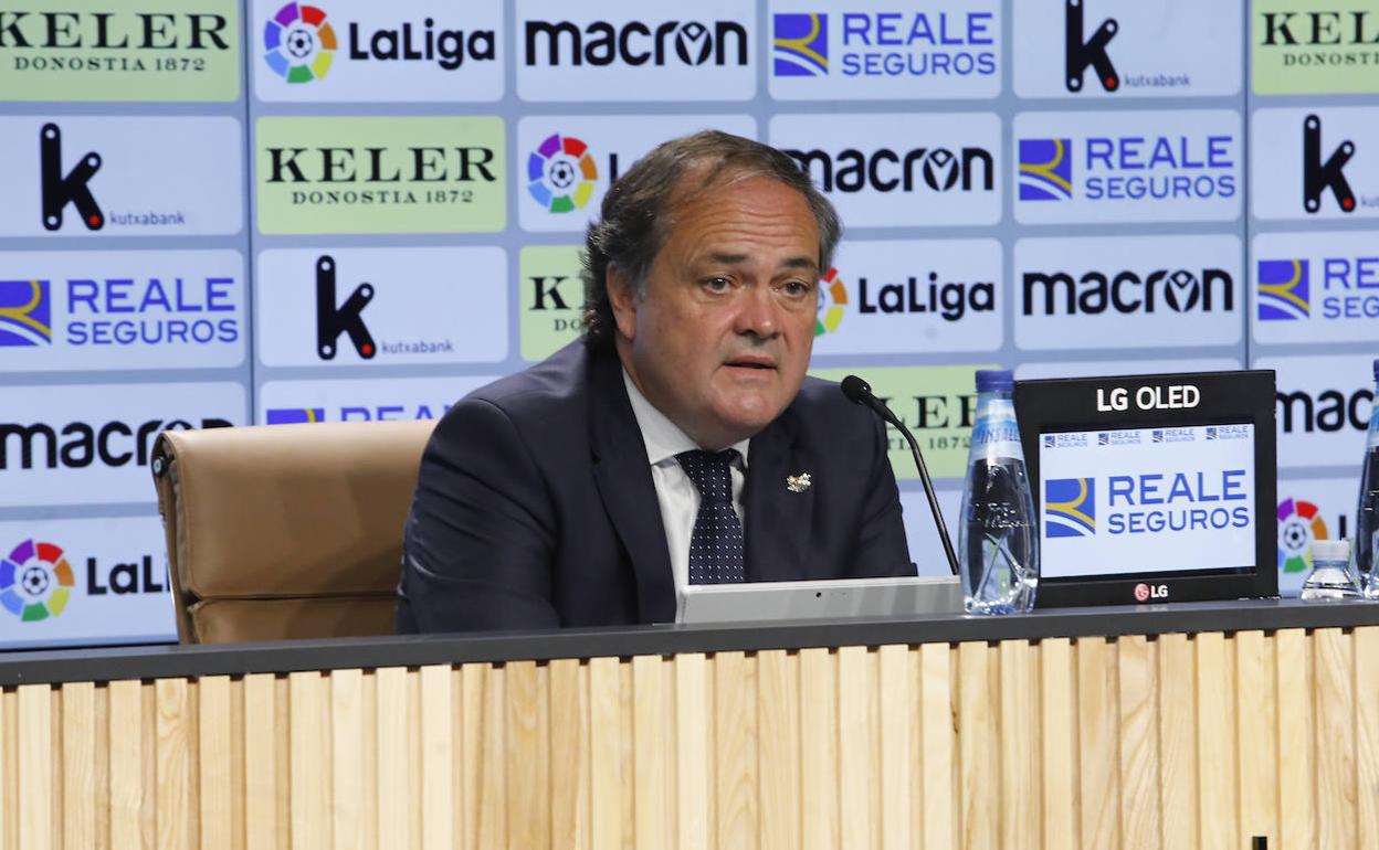 Jokin Aperribay, durante su comparecencia de este viernes en el Reale Arena.