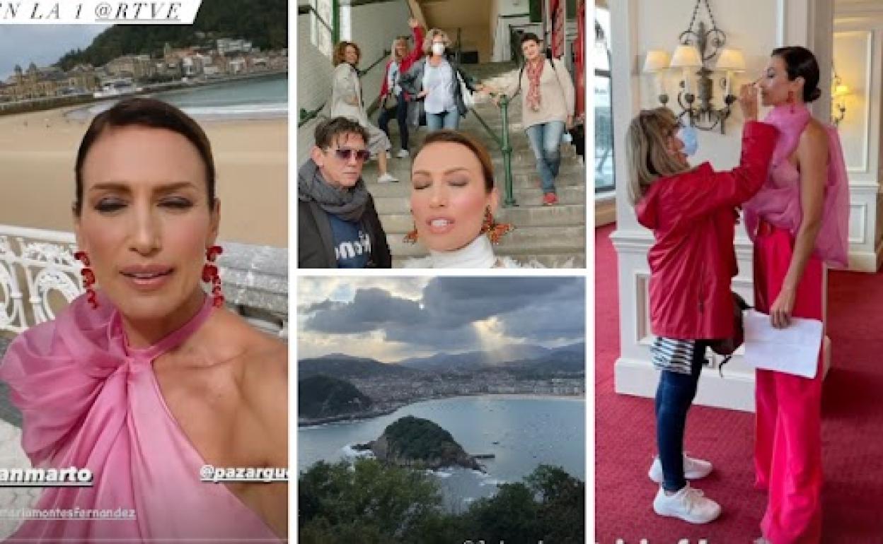 Varias de las imágenes que ha compartido Nieves Álvarez durante su estancia en Donostia.