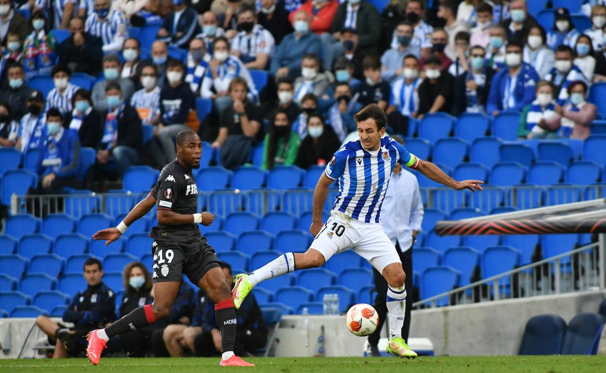 Mikel Oyarzabal, durante el partido ante el Mónaco.