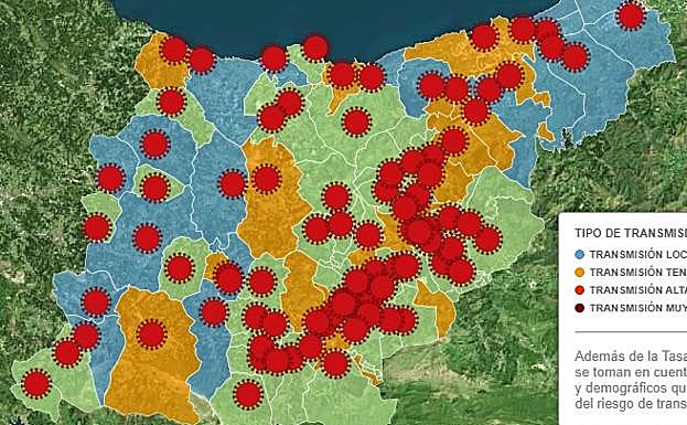 Gráfico. Consulta la incidencia del Covid en cada localidad de Gipuzkoa.