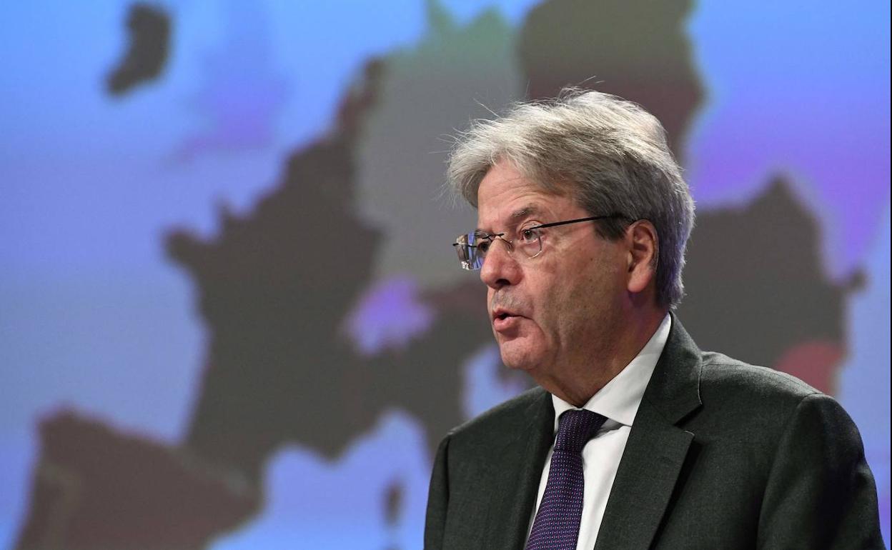 Paolo Gentiloni, consejero de Economía europeo, durante su intervención en Bruselas.