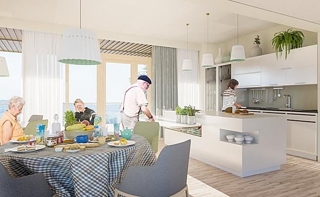 Las viviendas contarán con una pequeña cocina de cortesía para poder picar algo con familiares. 