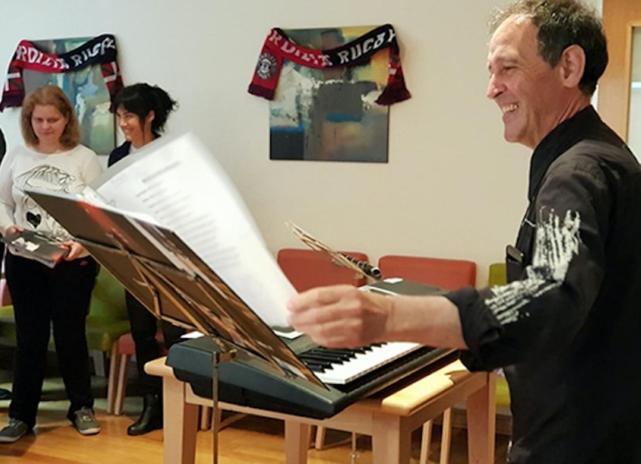 Juan Carlos Irizar durante un concierto celebraro en junio de 2018 en Aita Menni. 
