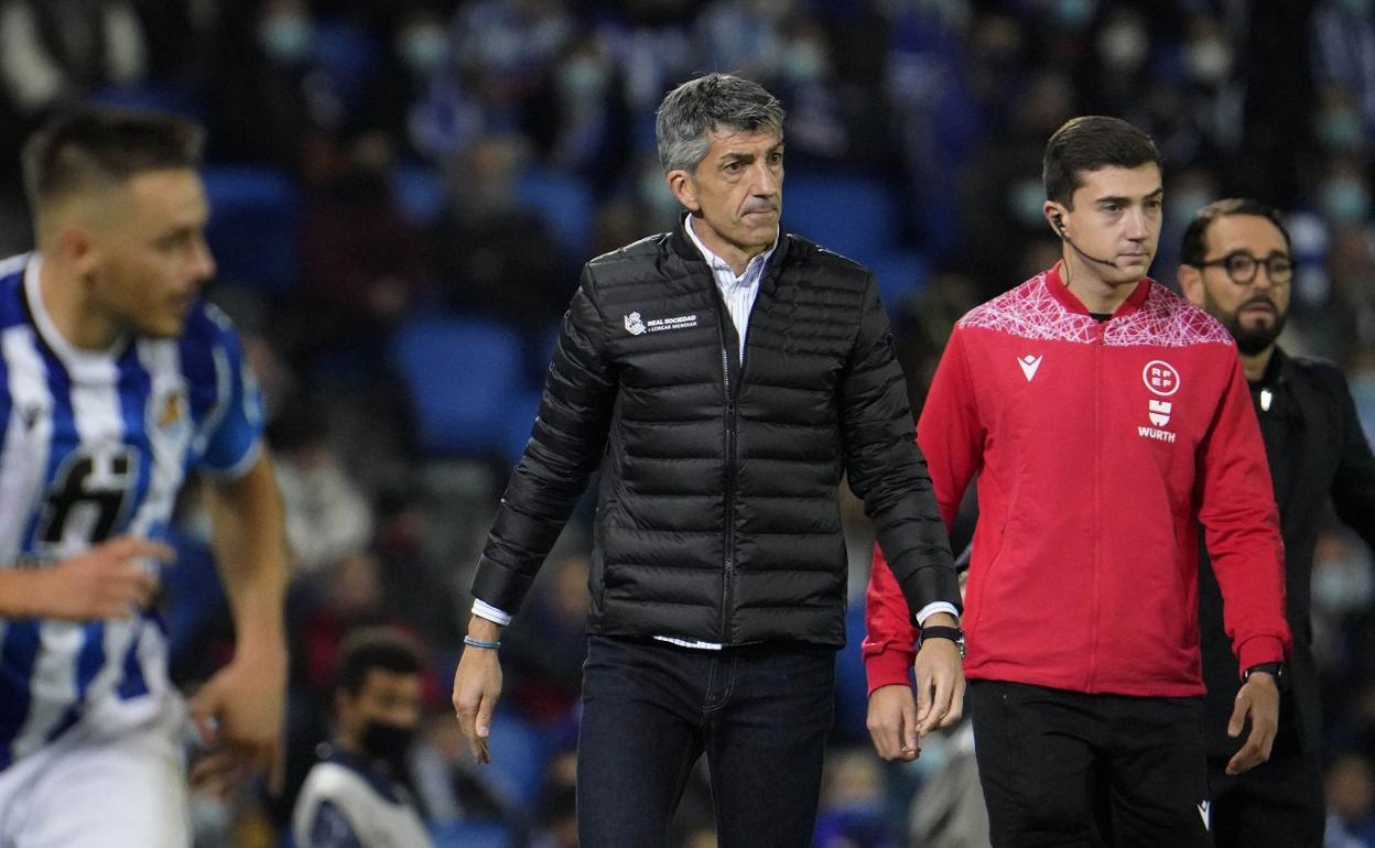 Imanol, en un momento del partido de anoche. 
