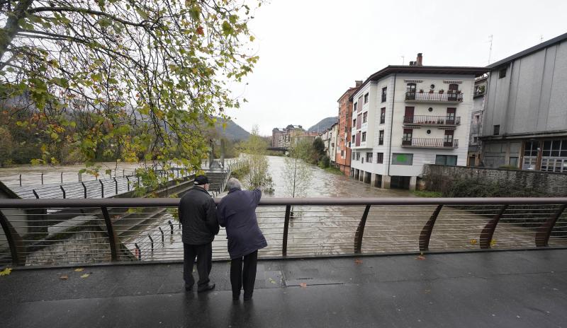 El agua anega unos bajos en la confluencia de los ríos Leitzaran y Oria. 