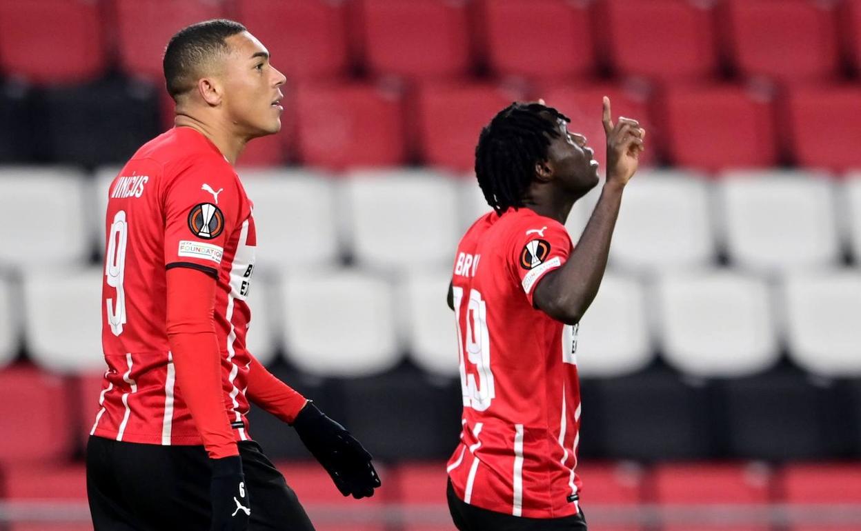 El exrealista Bruma celebra el 2-0 en el partido ante el Sturm Graz. 