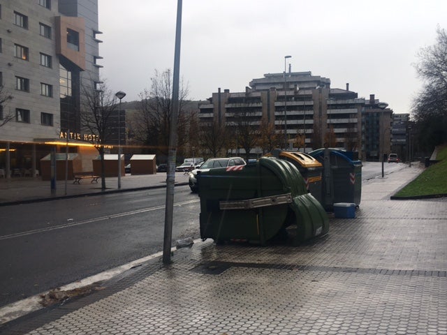 Contenedores volcados, árboles caídos... el temporal se está dejando sentir con fuerza en el territorio en las últimas horas