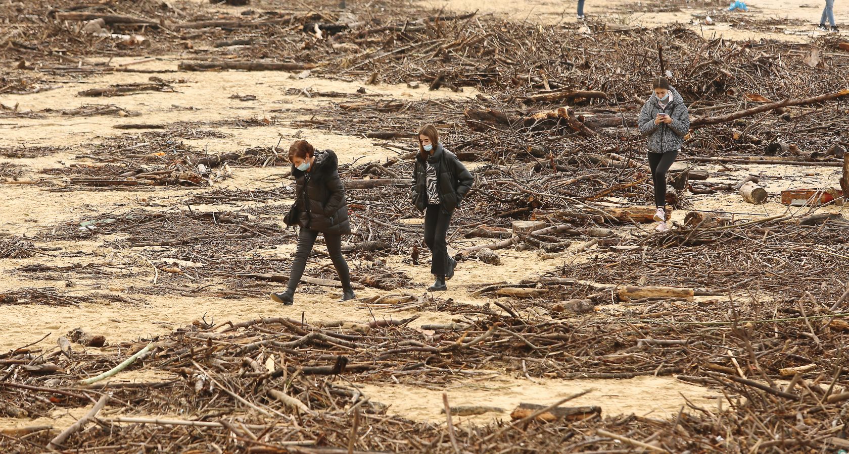 Surfeando ramas en La Concha.