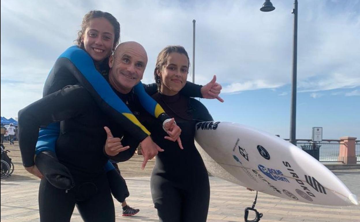 Audrey Pascual, Aitor Francesena y María Martín, en San Diego. 