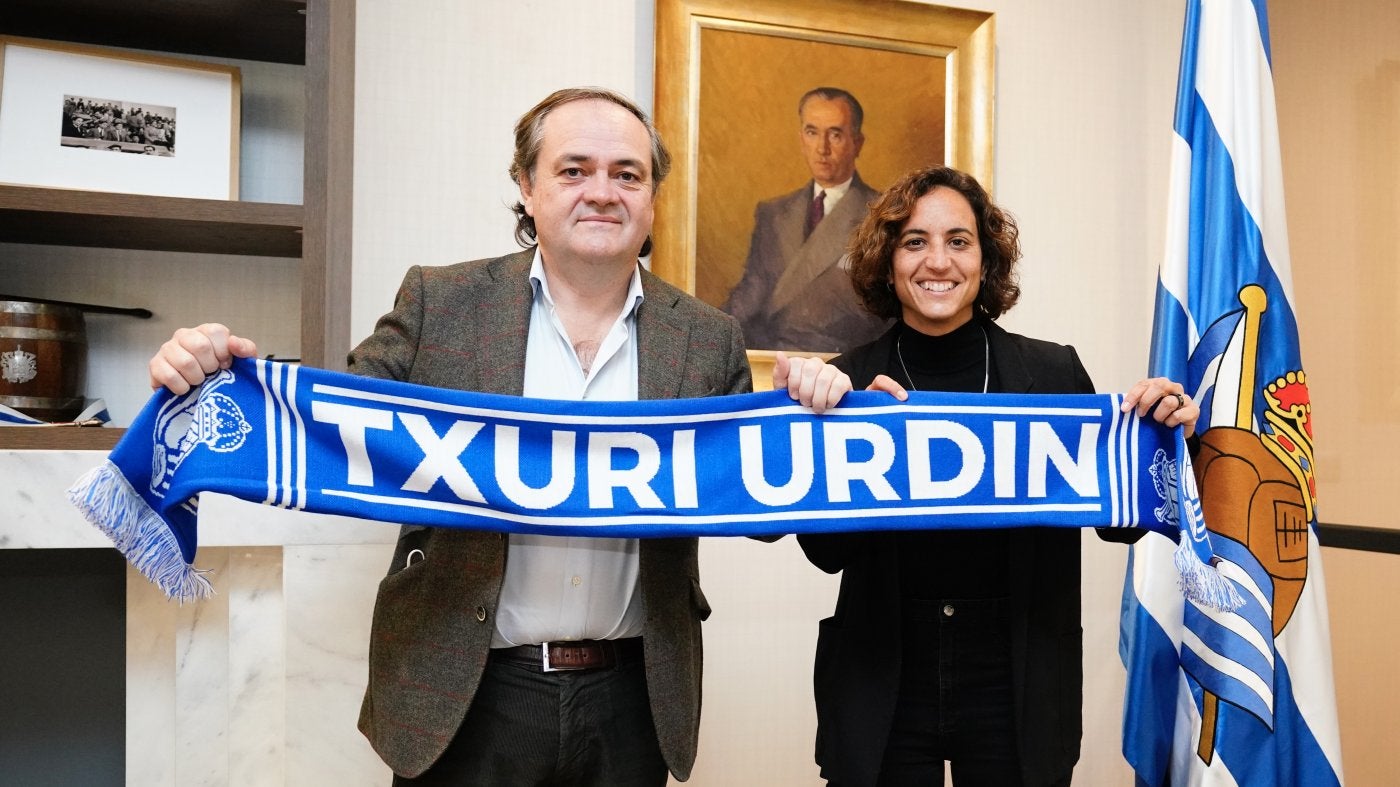 Jokin Aperribay y Natalia Arroyo, este lunes tras anunciarse la renovación del contrato. 